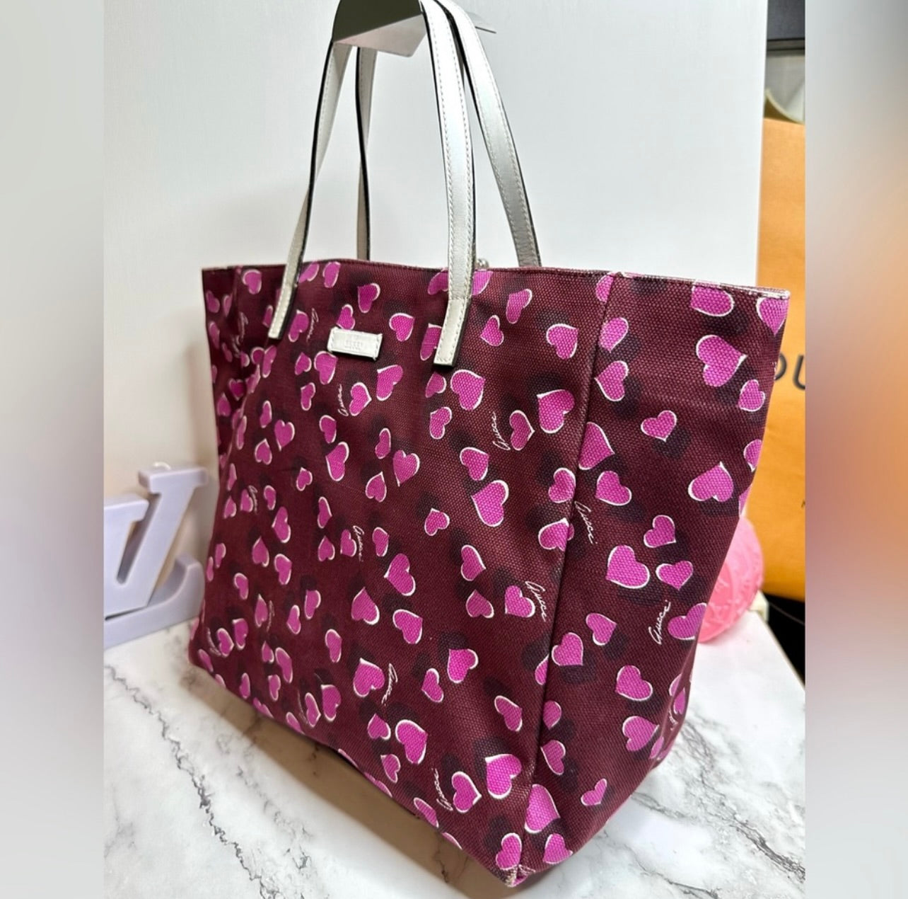 Limited Edition GUCCI Heartbeat Print Canvas Tote Bag