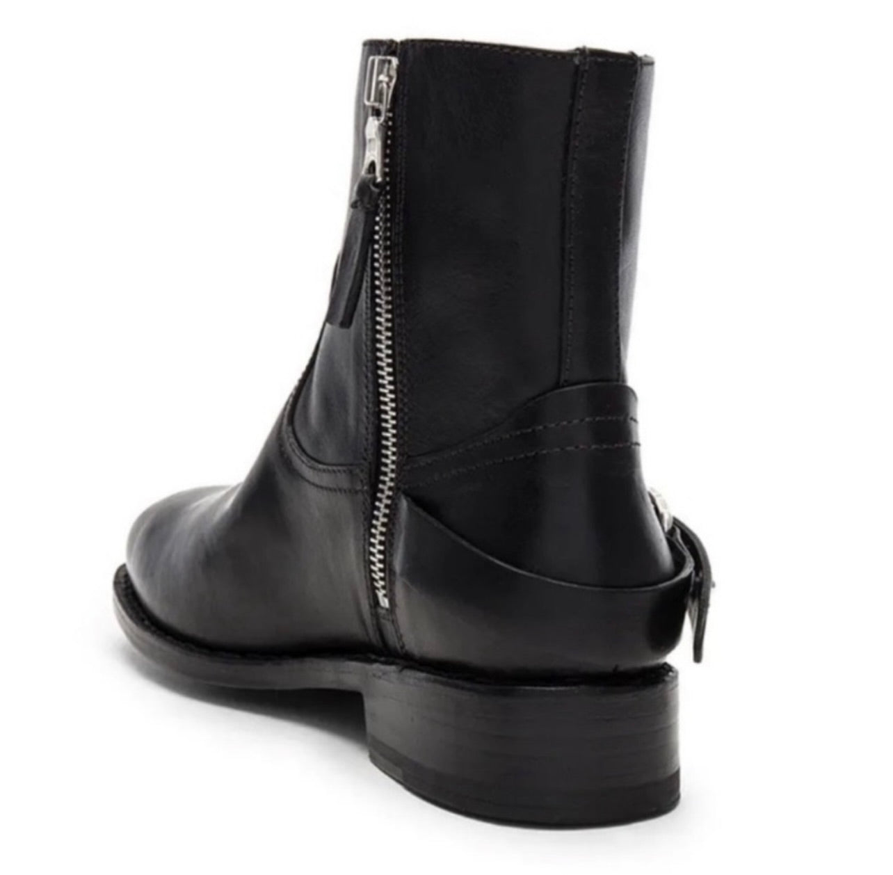 New Rag & Bone Lightly Distressed Smooth Black Oliver Leather Zip Boots