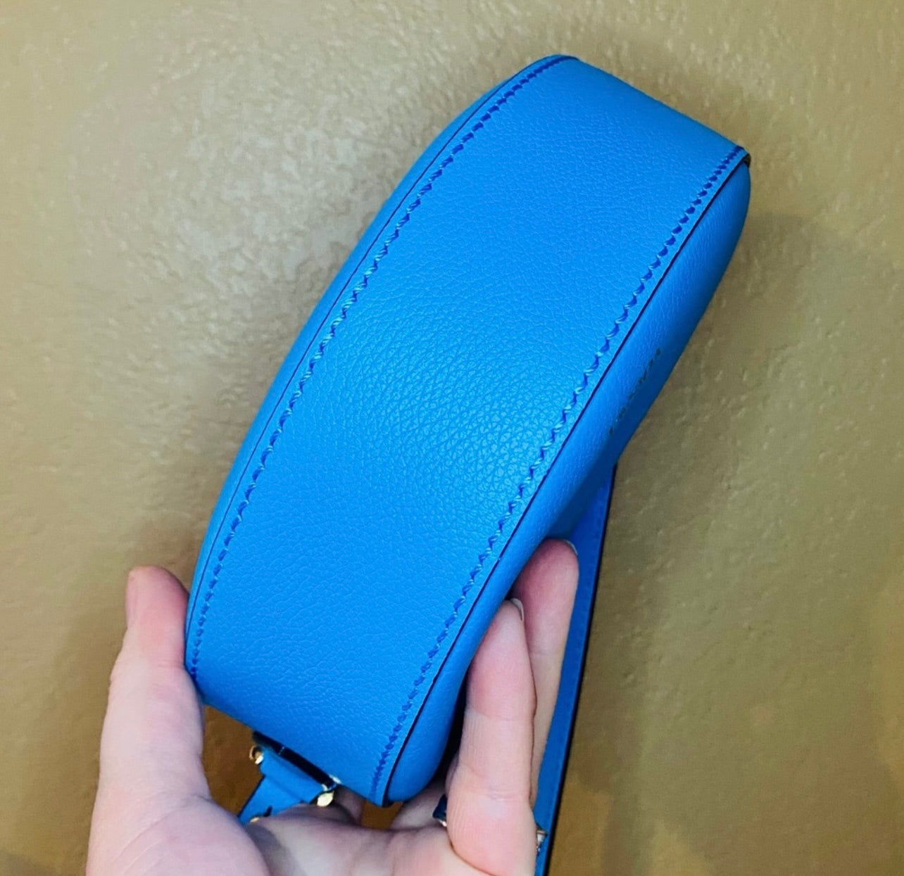 New Versace La Medusa Blue/Cerulean Leather Disco Round Crossbody Bag