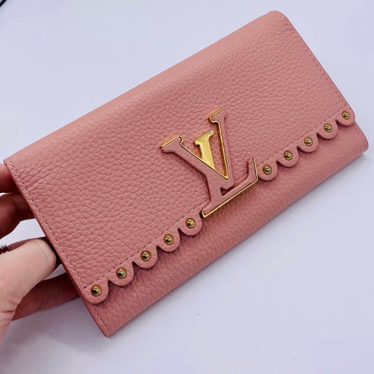 Louis Vuitton Pink Taurillon Leather Capucines Studded Wallet