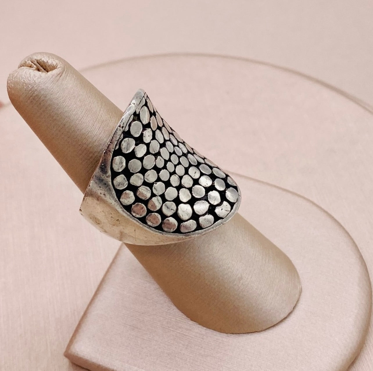 Handmade Sterling Silver Wide Cobbled Bali Ring