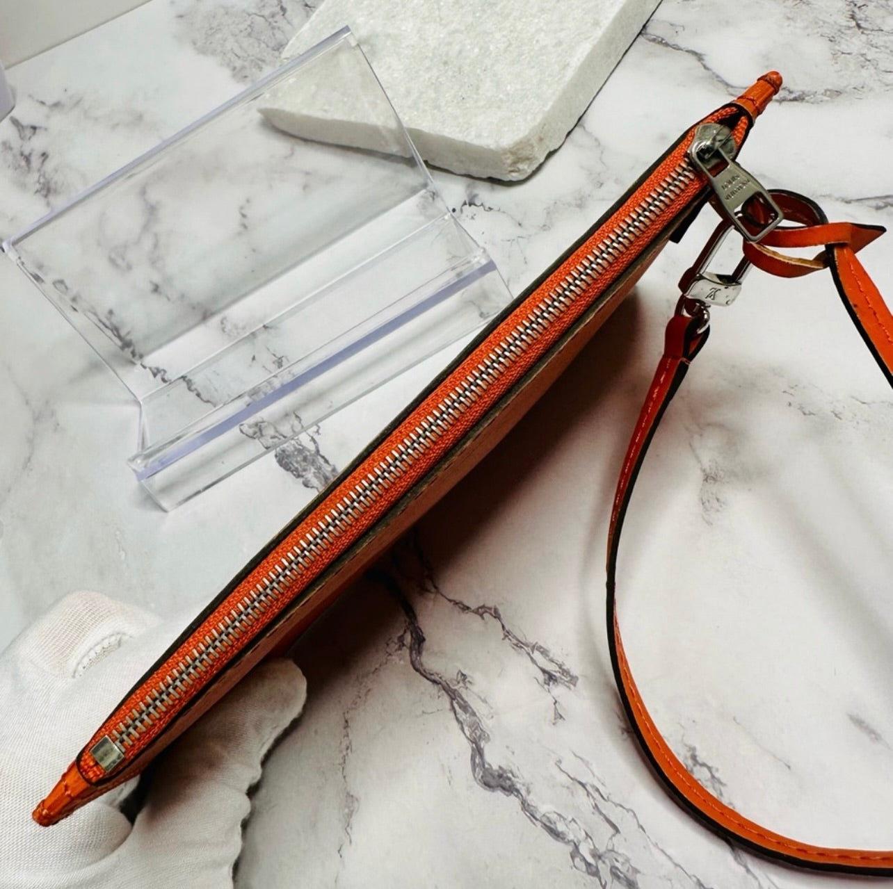 Louis Vuitton Mandarin Orange Epi Leather Neverfull Pochette