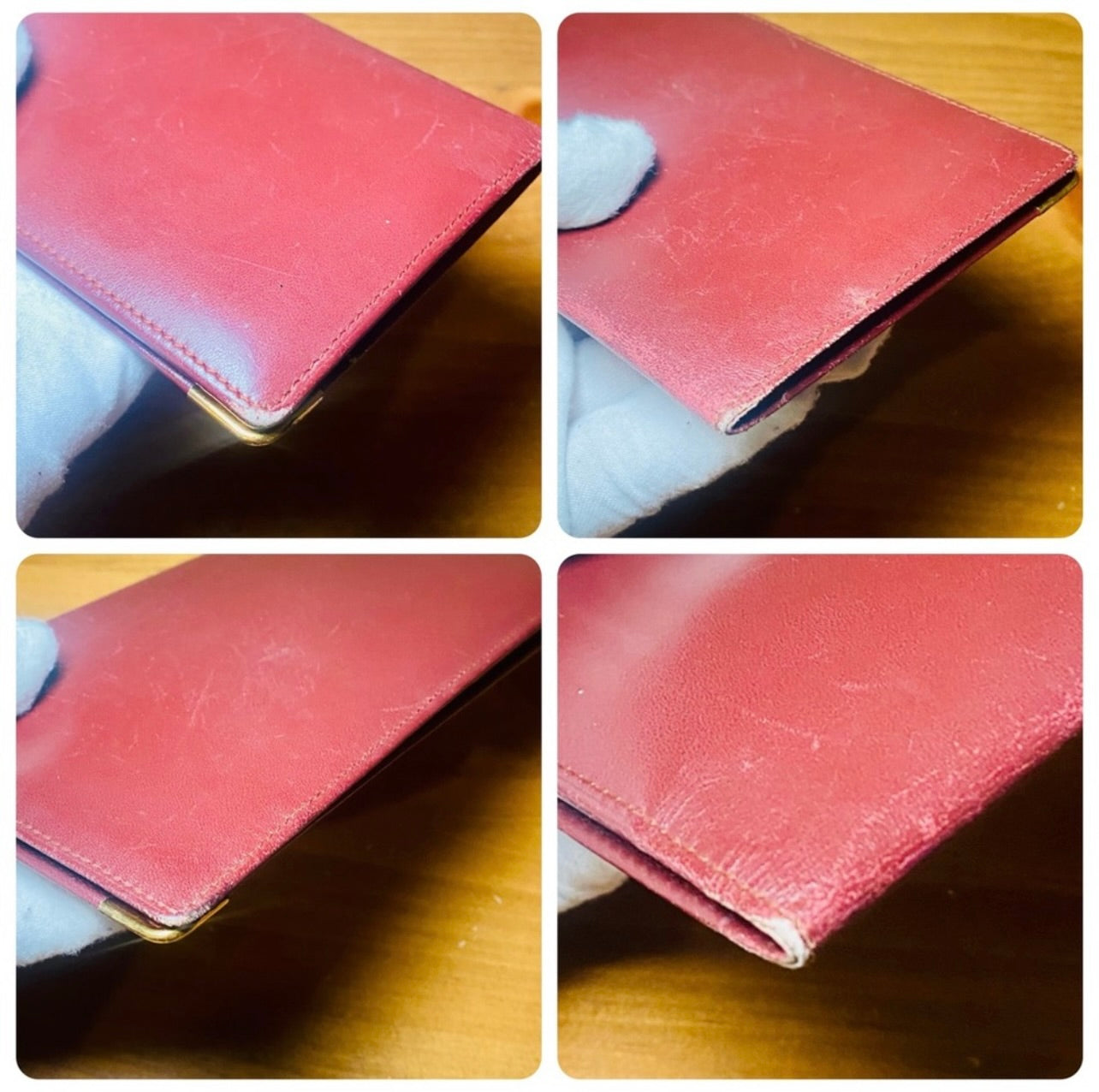 Unisex Must De Cartier Vintage Bordeaux Leather Long Bifold Wallet