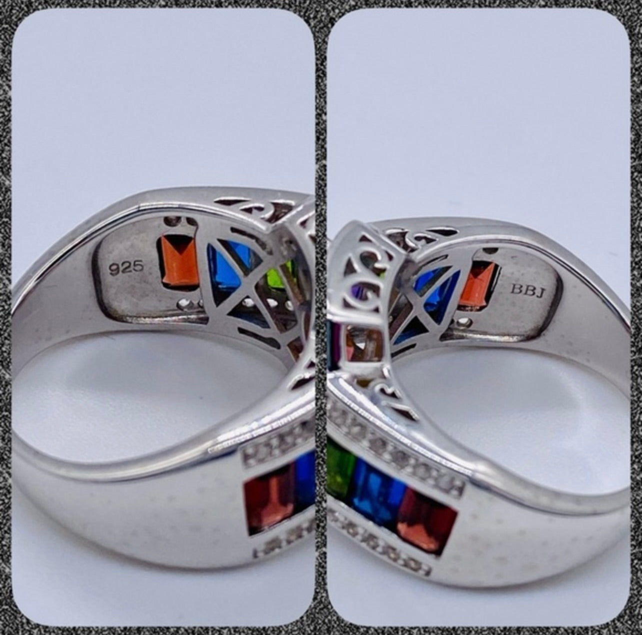 EUC Sterling Silver Bi Colored Topaz Cocktail Ring