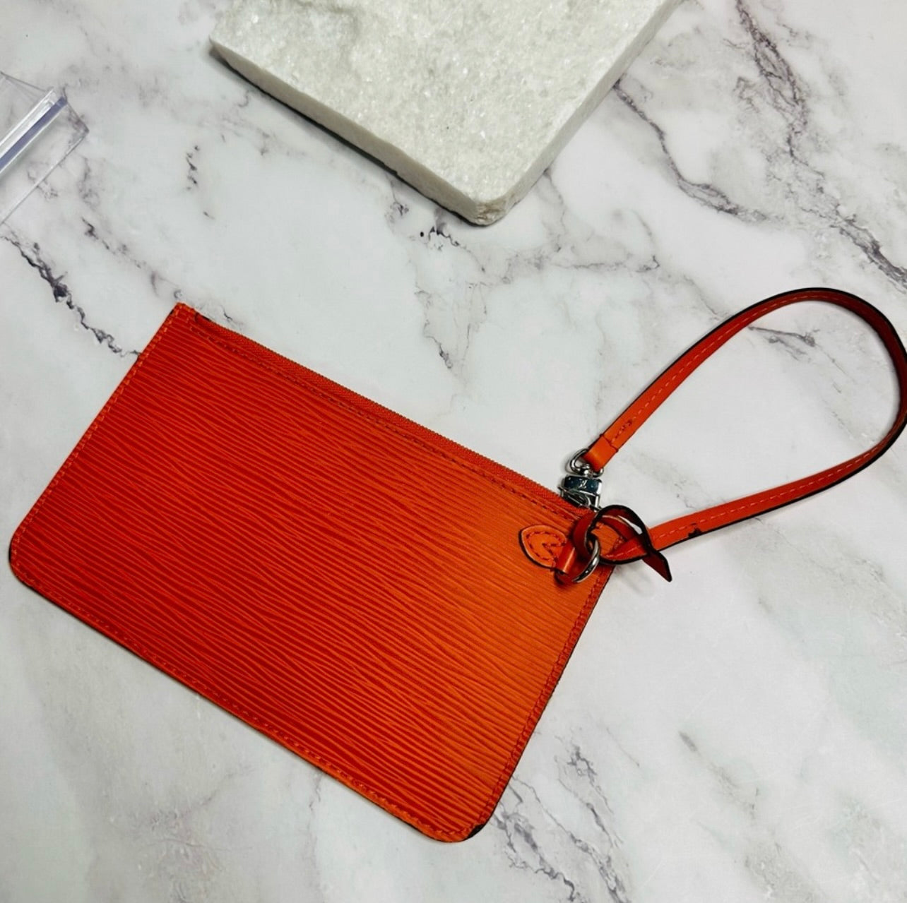 Louis Vuitton Mandarin Orange Epi Leather Neverfull Pochette