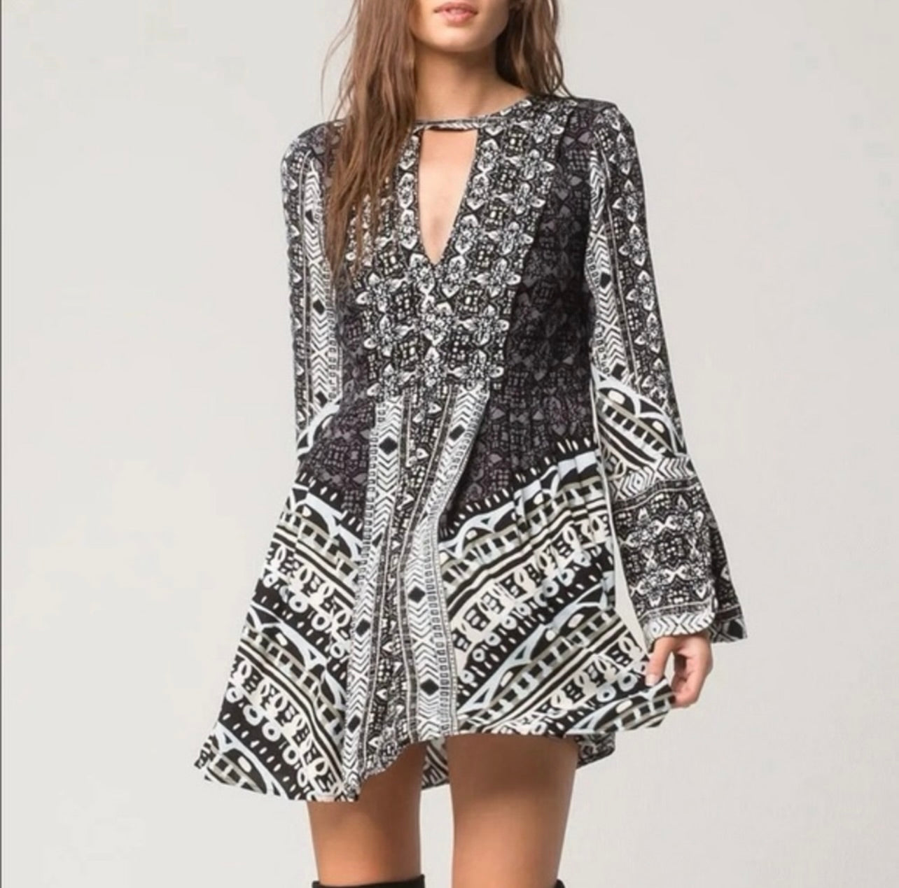 Free People Tegan Border Printed Mini Dress