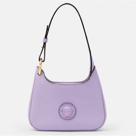 EUC Versace La Medusa Lilac Pebbled Leather Mini Hobo Bag