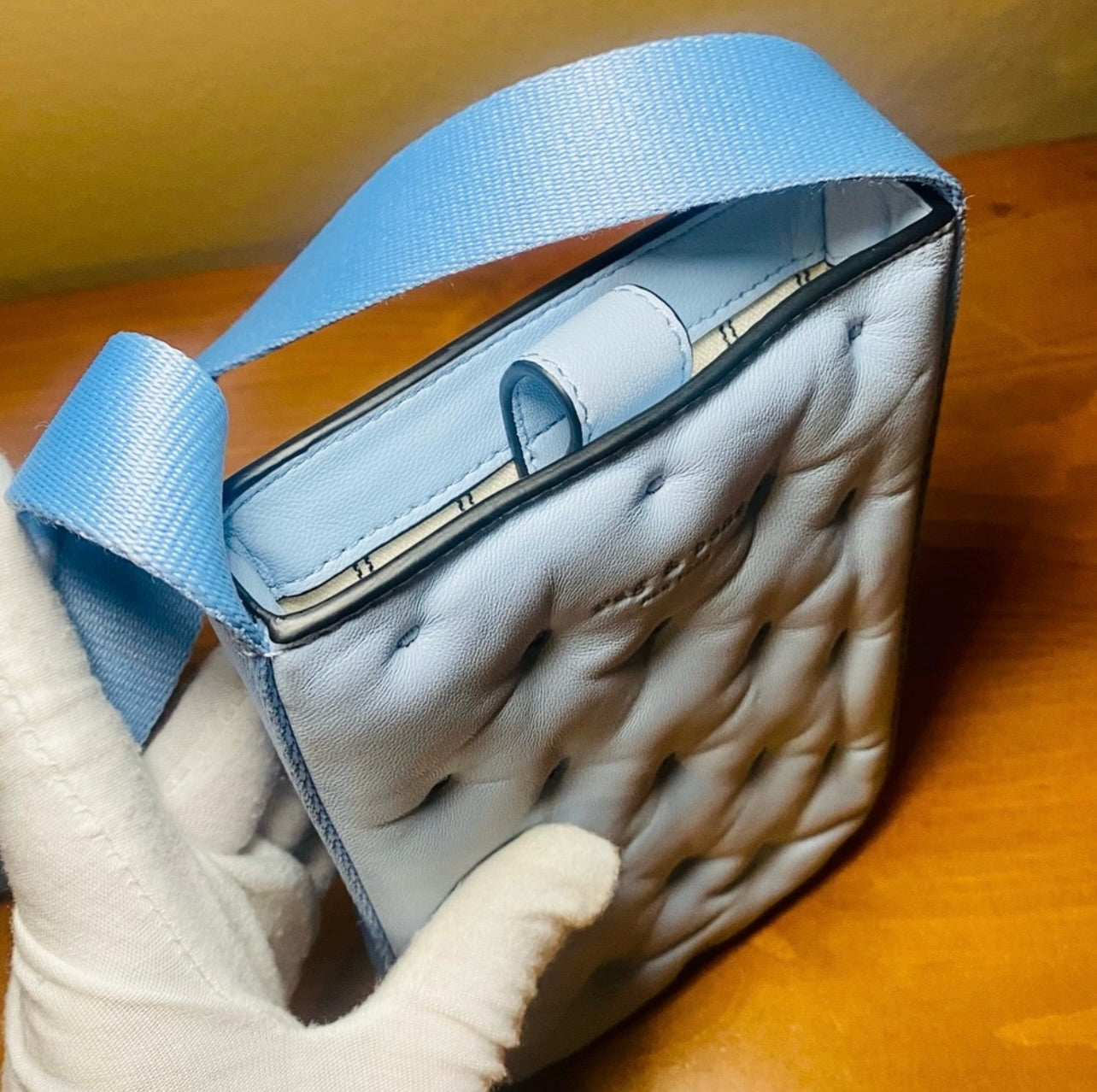 New Rag & Bone Riser Light Blue Leather Crossbody Phone Pouch