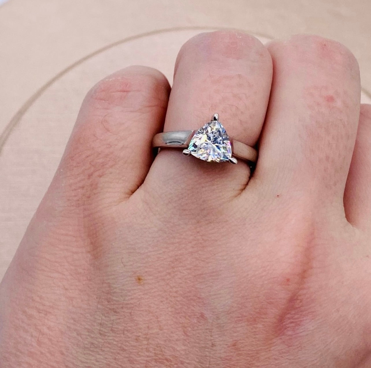 Sterling Silver Ring w/ 1.60CTW Colorless Forever One Moissanite Gemstone