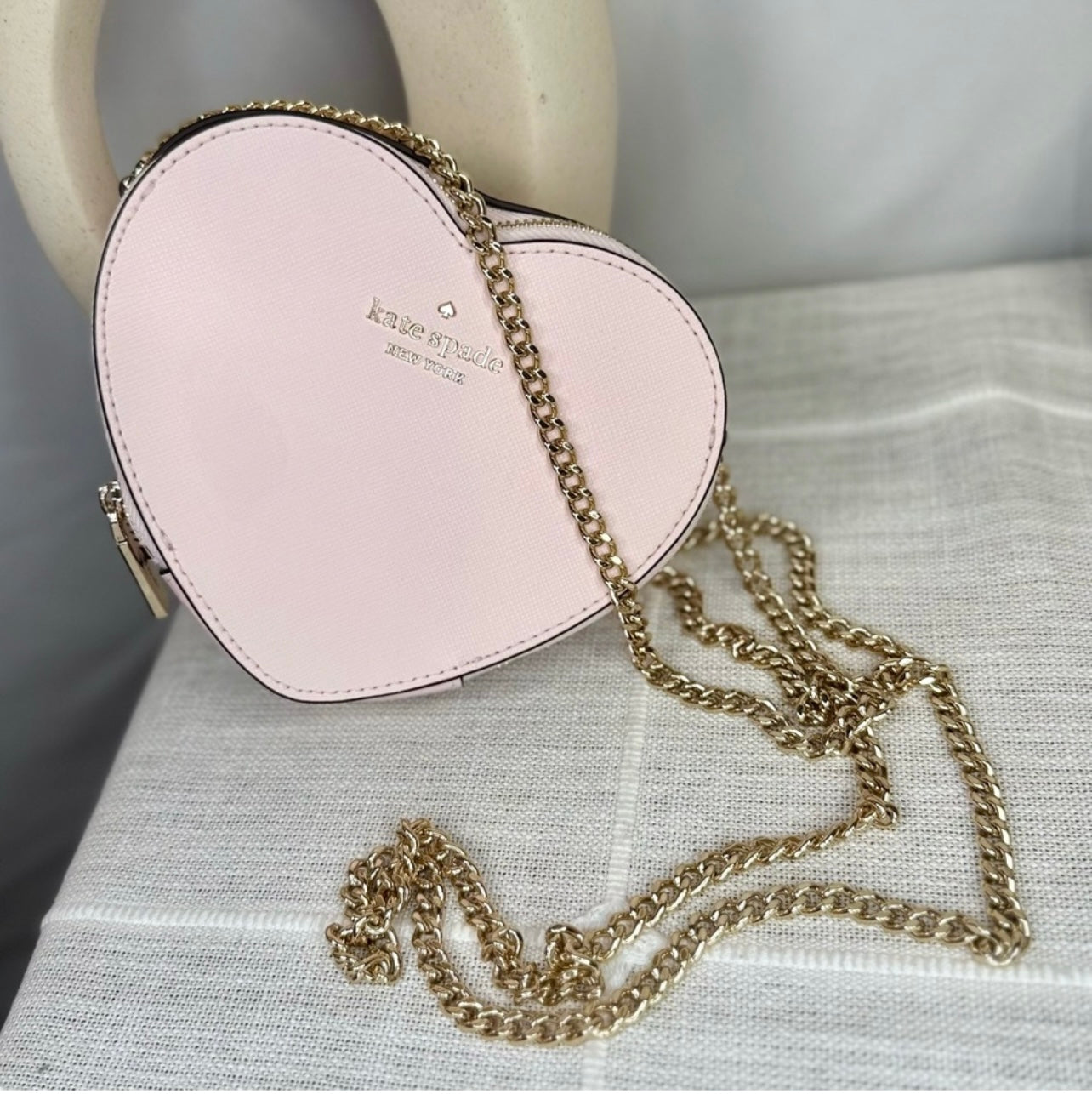 New KATE SPADE Light Rose Love Shack Mini Heart Crossbody Purse