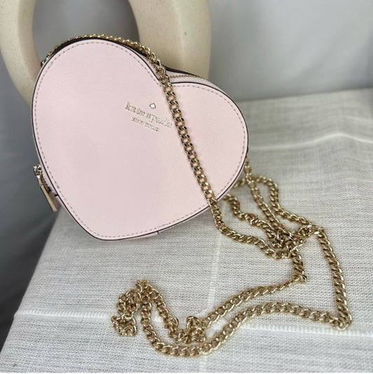 New KATE SPADE Light Rose Love Shack Mini Heart Crossbody Purse