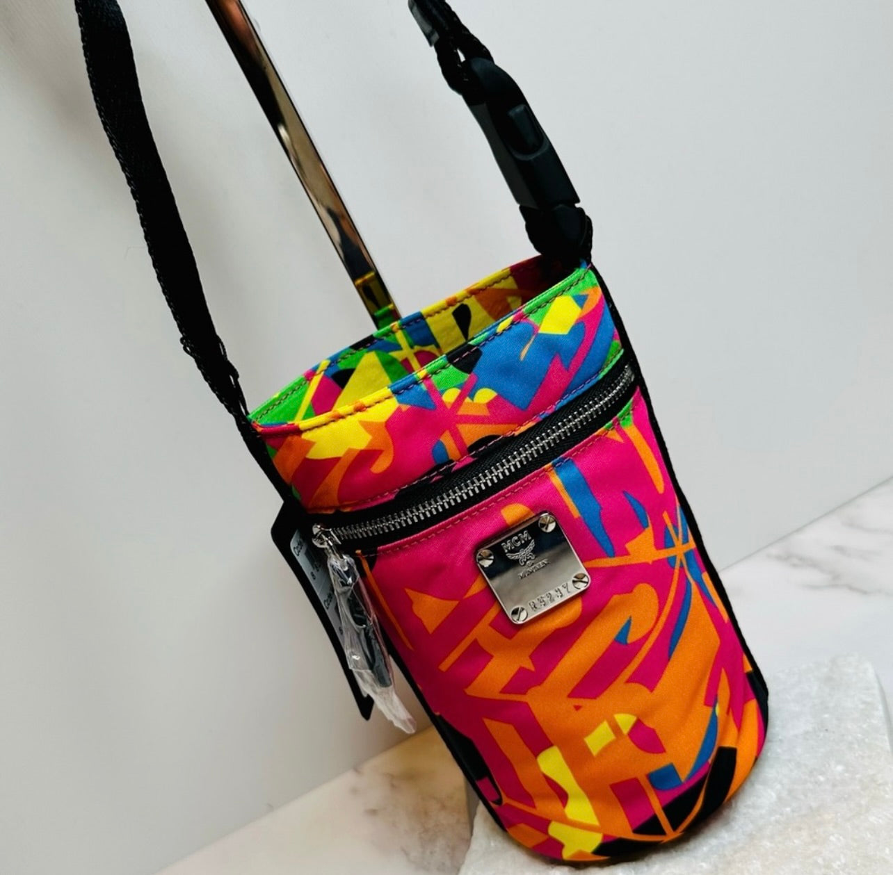 New Unisex MCM Cubic Camouflage Multicolor Nylon Ottomar Bottle Holder Bag