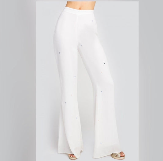 NWT! Wildfox COUTURE White Starlet Loren High Waisted Flared Pants