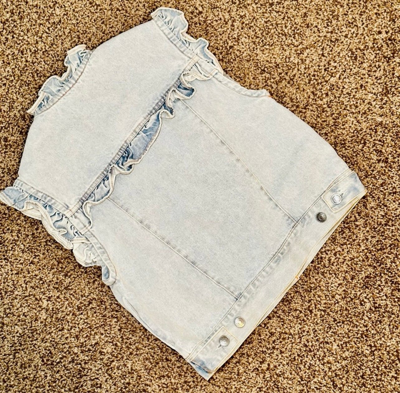 New Magali Pascal Charly Denim Ruffle Vest Jacket