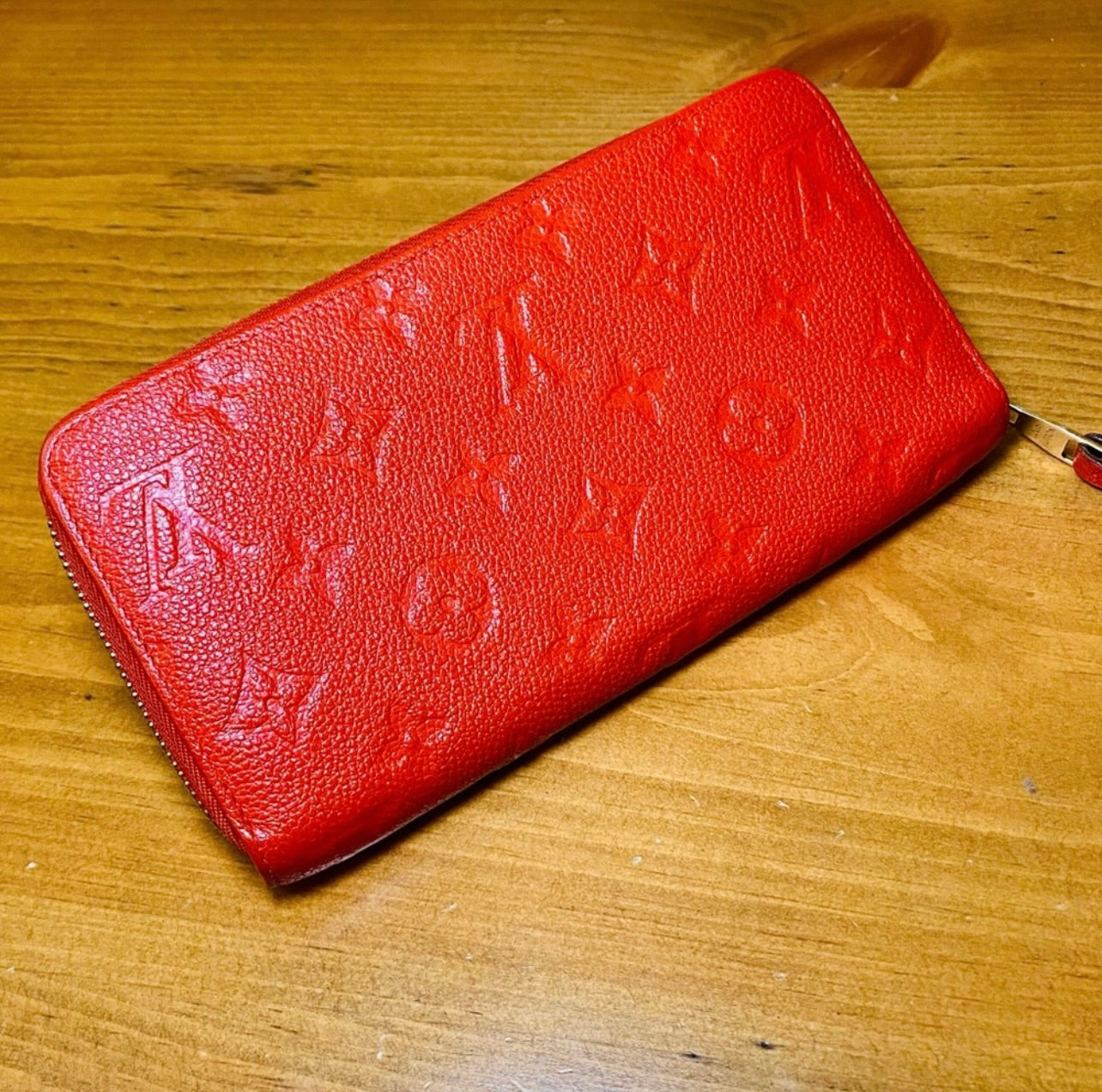 Louis Vuitton Red Poppy Supple Monogram Empreinte Leather Zippy Wallet