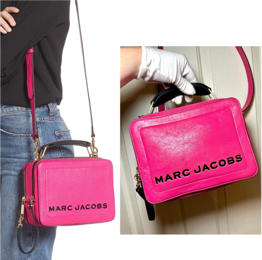Marc Jacobs Hot Pink Distressed Leather The Box 23 Crossbody Bag