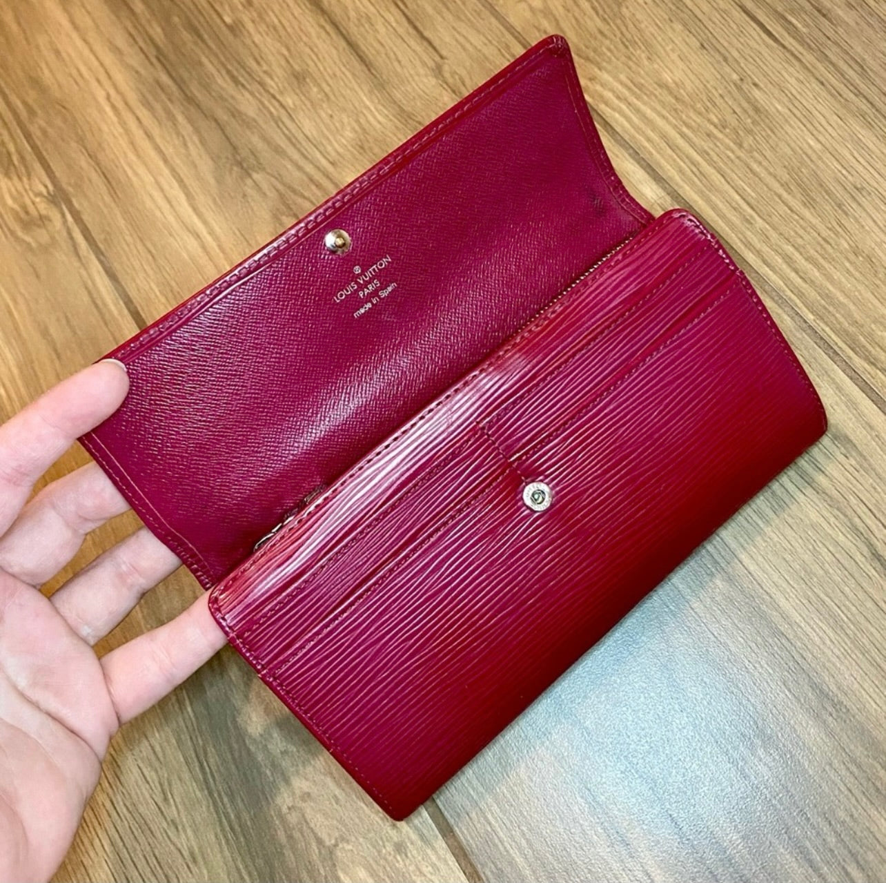 Vintage Louis Vuitton Raspberry Epi Leather Long Wallet