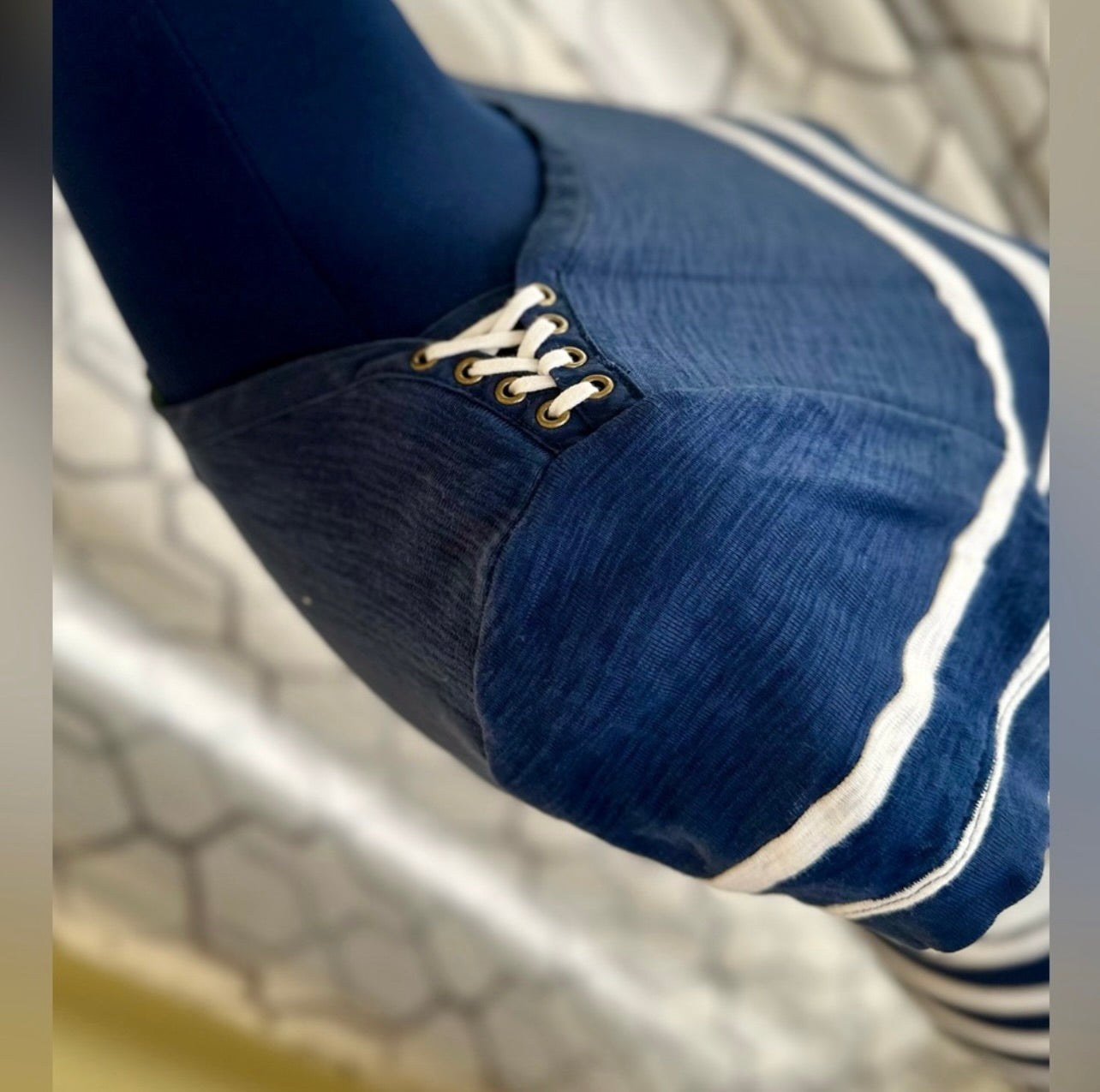 LRL Lauren Jeans Co. Ralph Lauren Nautical Navy Blue & White Striped Sailing Dress
