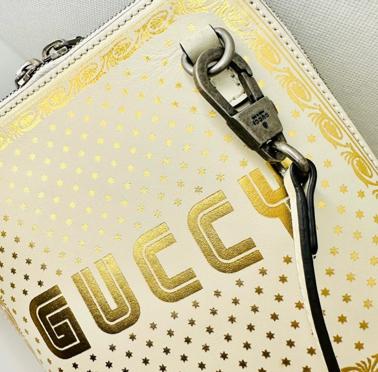GUCCI x Sega White/Gold Leather GUCCY Mini Crossbody Bag