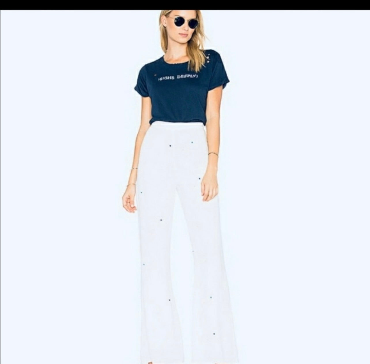 NWT! Wildfox COUTURE White Starlet Loren High Waisted Flared Pants
