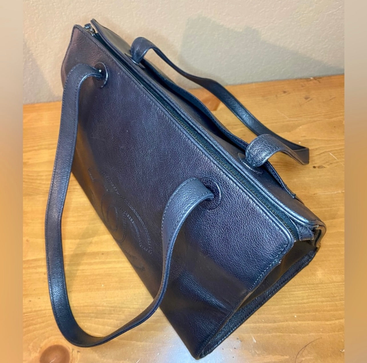 Vintage CHANEL CC Black Caviar Leather Shoulder Bag