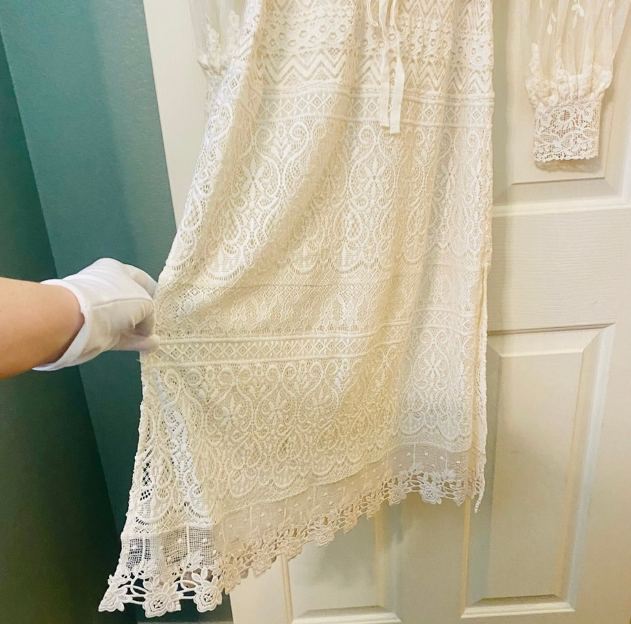 New Spell & the Gypsy Collective Cream Dawn Lace Belted Midi Dress