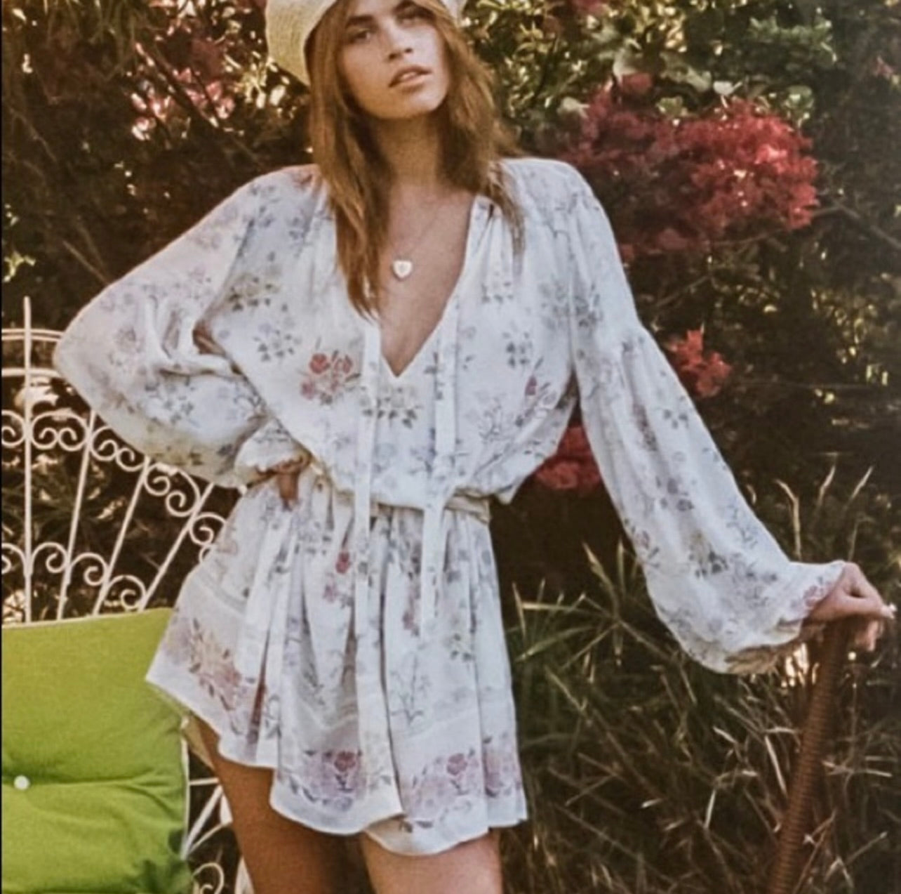 Spell & the Gypsy Collective Gardenia Posy Long Sleeve Mini Dress