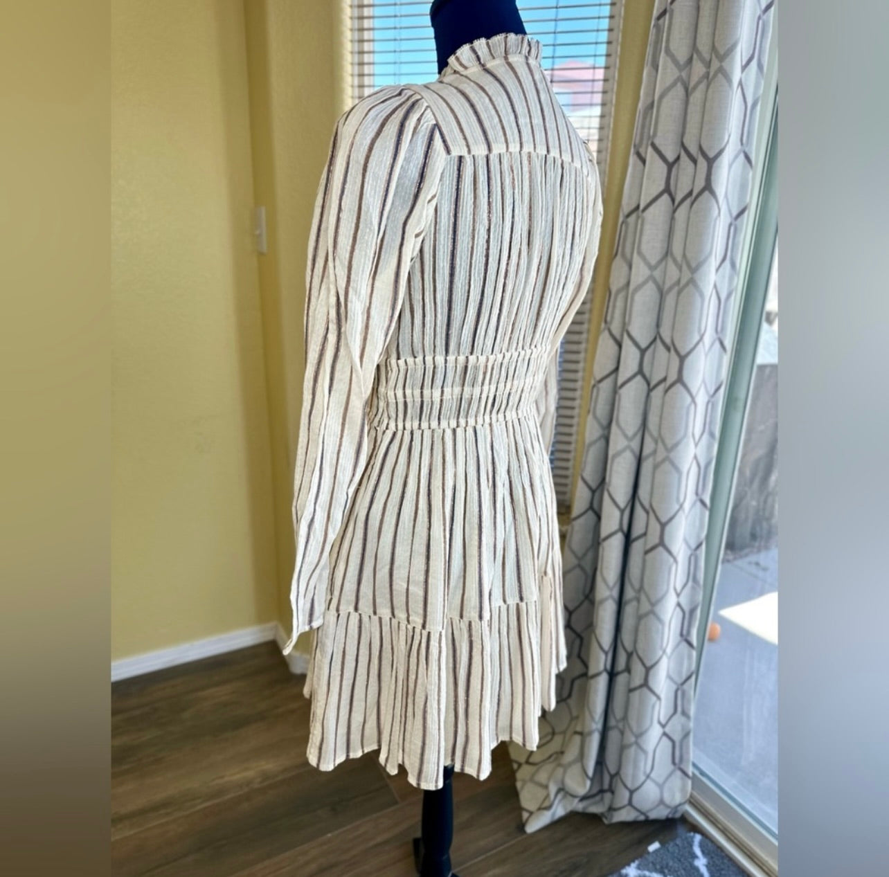 Ulla Johnson Cream Striped Rosalind Mini Dress