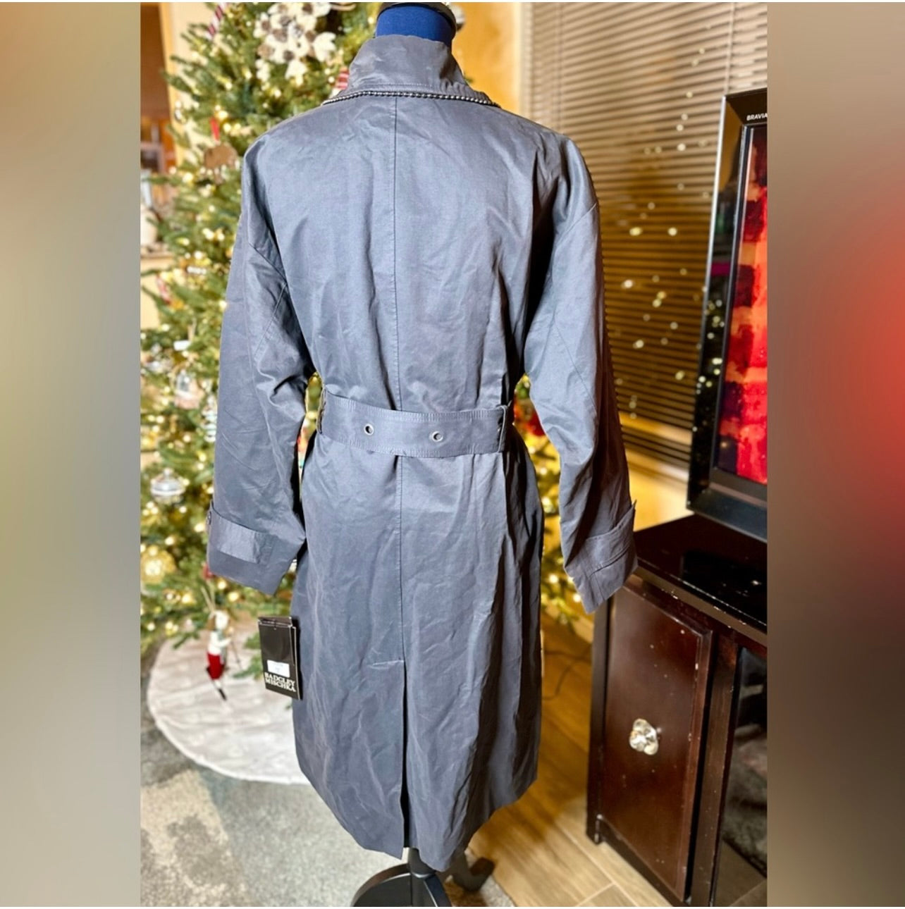 New Badgley Mischka Charcoal Gray Brooke Cotton Utility Trench Coat
