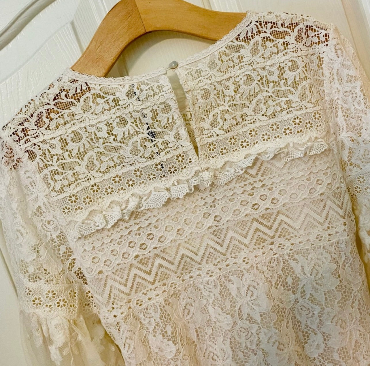 New Spell & the Gypsy Collective Cream Dawn Lace Belted Midi Dress