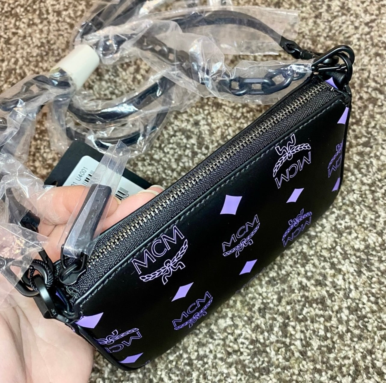 New MCM Dahlia Purple Mini Color Splash Logo Shoulder Bag