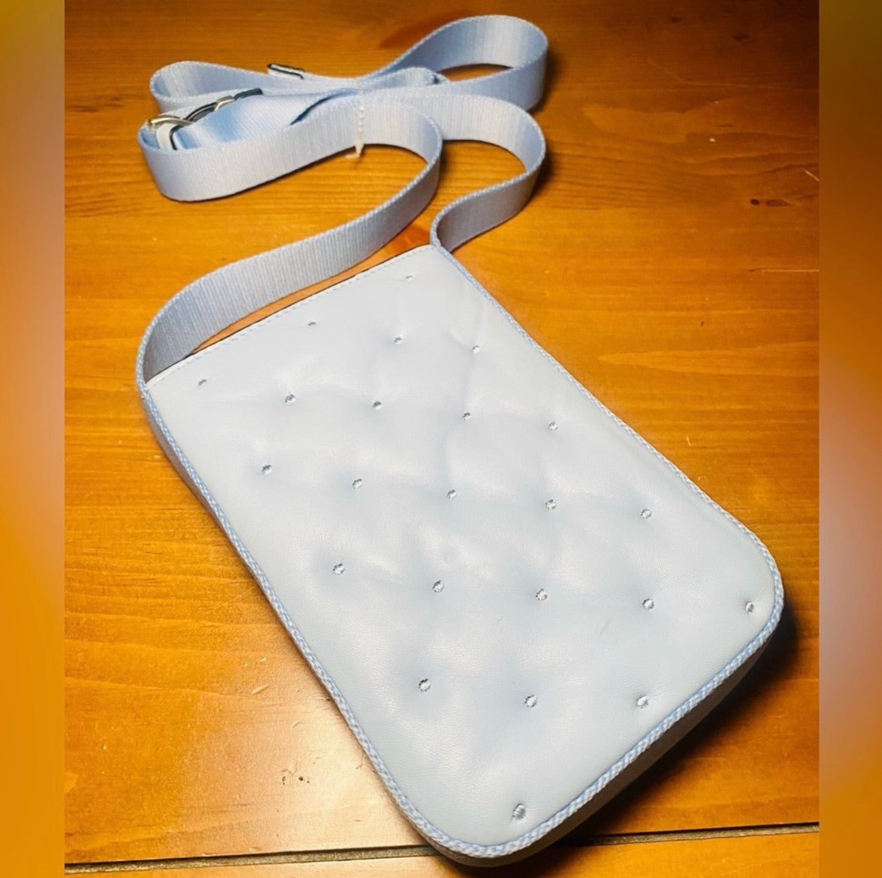 New Rag & Bone Riser Light Blue Leather Crossbody Phone Pouch