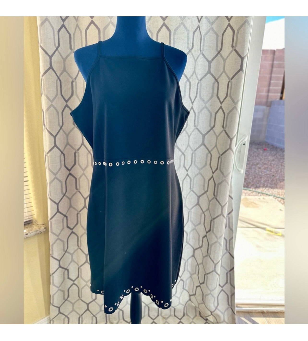 New Micheal Kors Black Studded Scallop Dress