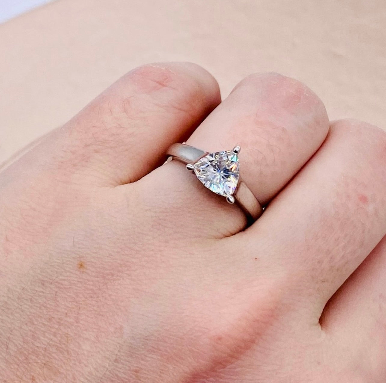 Sterling Silver Ring w/ 1.60CTW Colorless Forever One Moissanite Gemstone