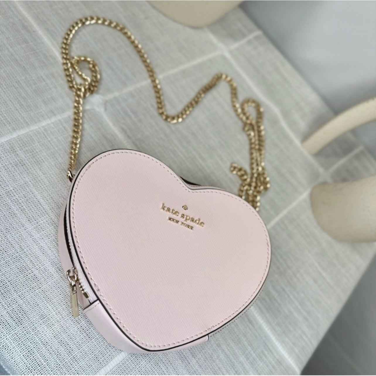 New KATE SPADE Light Rose Love Shack Mini Heart Crossbody Purse