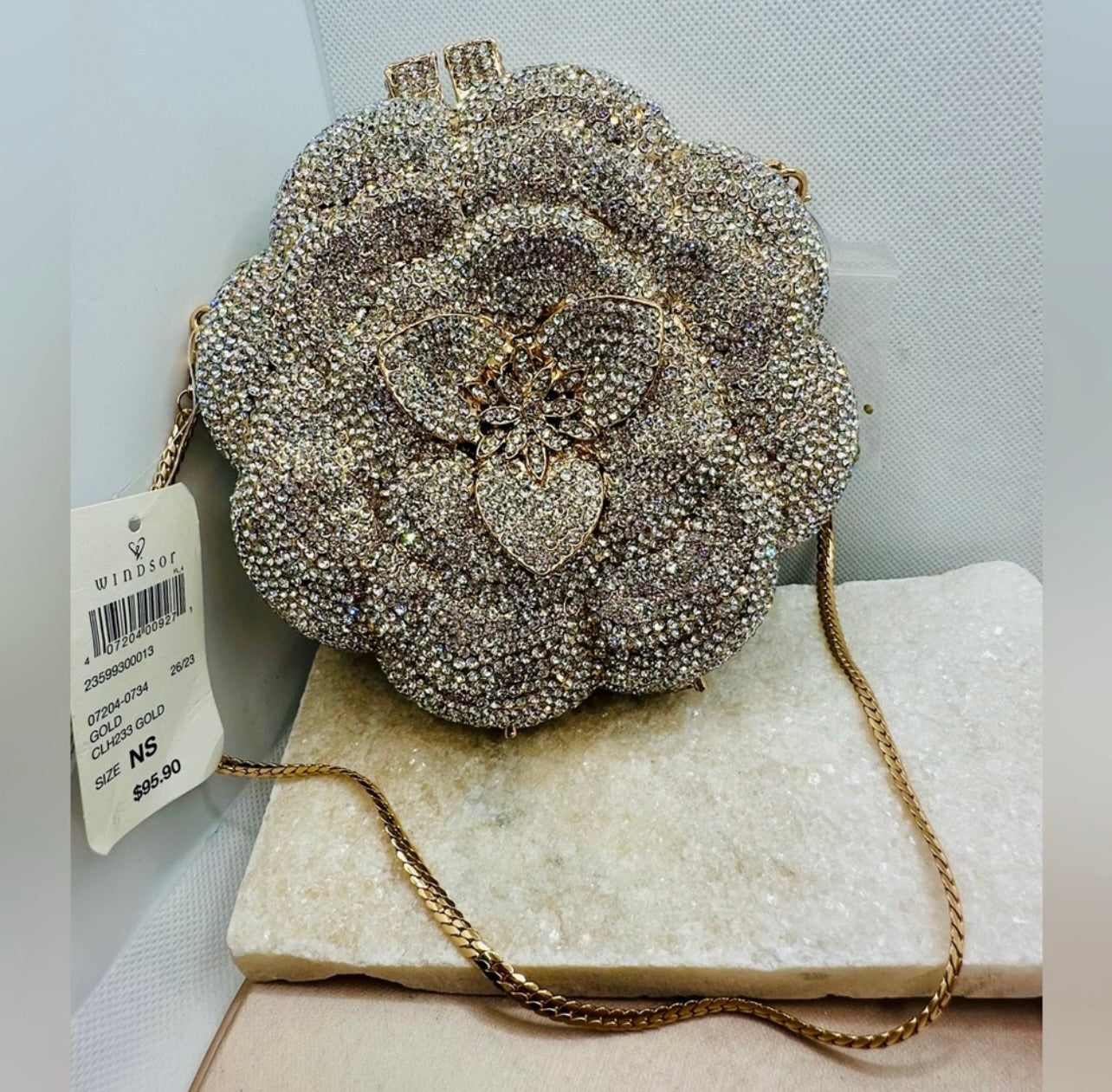 New Windsor Divine Luxury Rhinestone Rose Minaudiere Bag