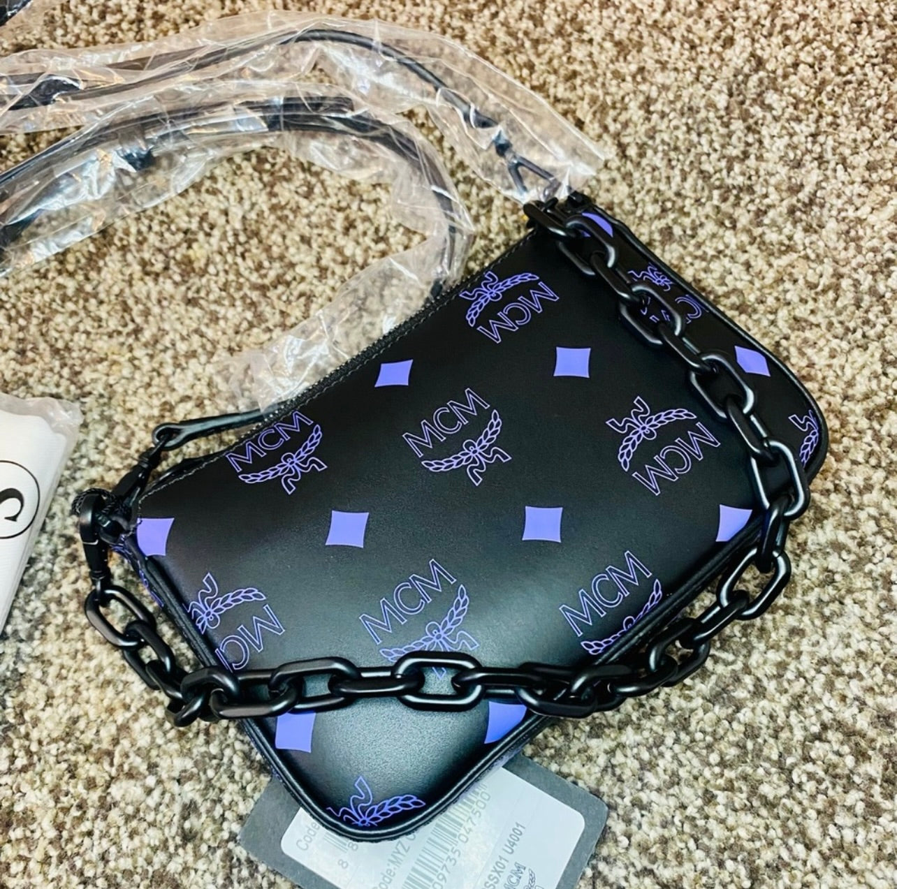 New MCM Dahlia Purple Mini Color Splash Logo Shoulder Bag