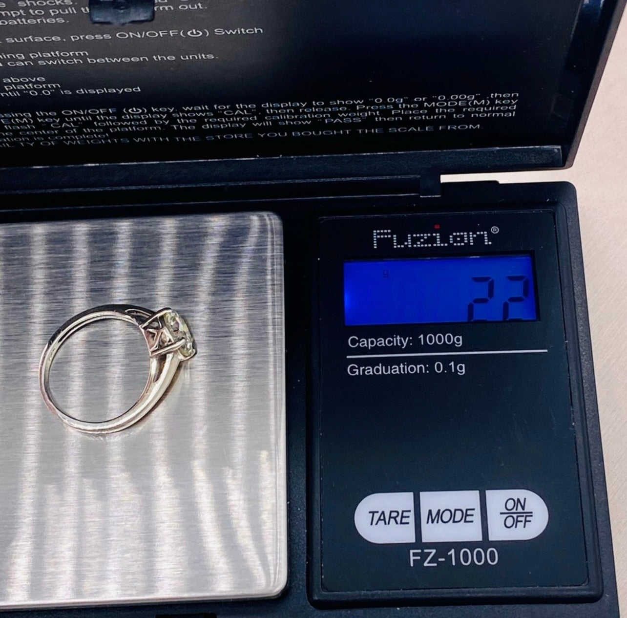 EUC Sterling Silver 2 ct Round Moissanite Engagement Ring
