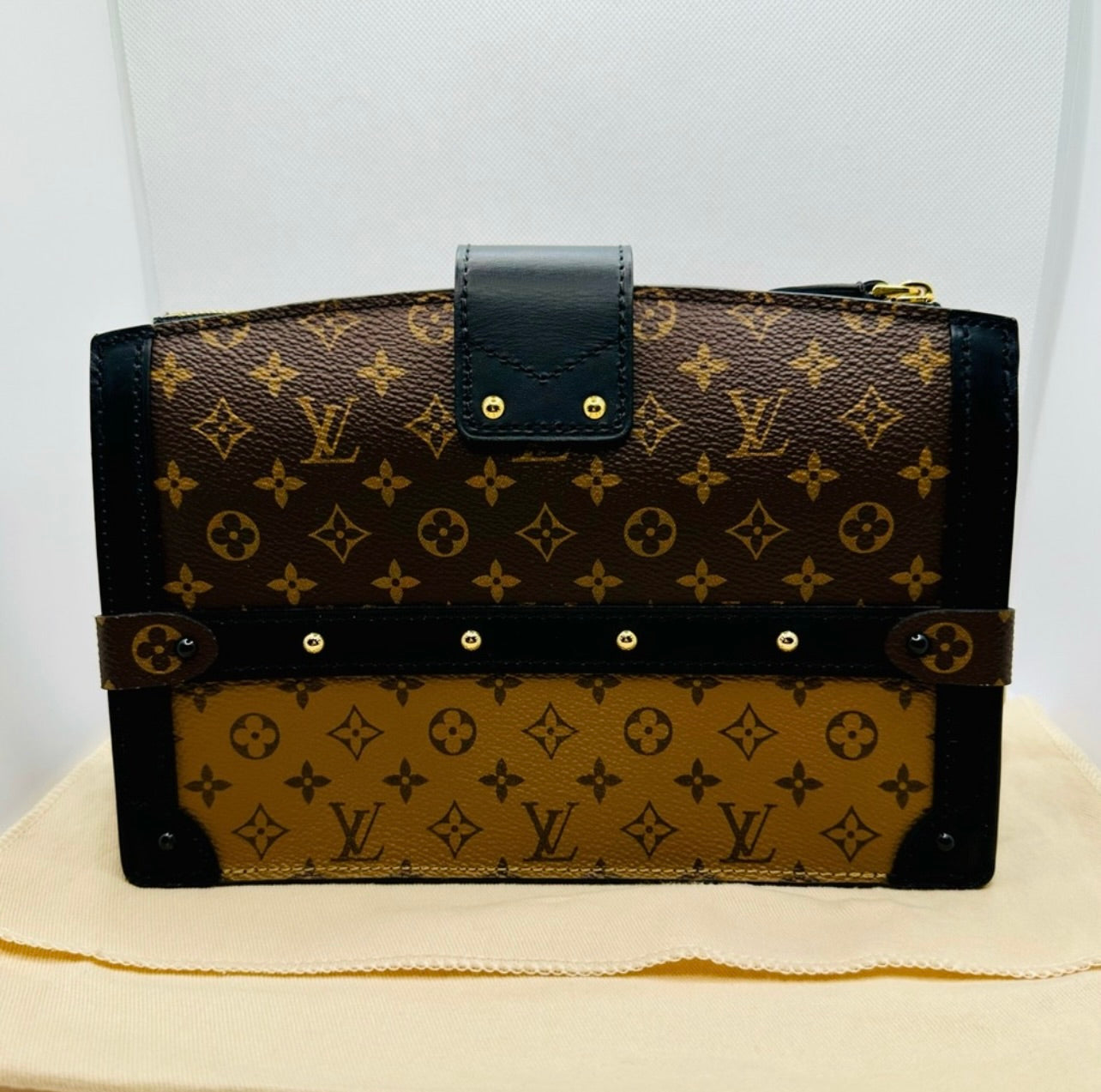 New Louis Vuitton Reverse Monogram Trunk Clutch w/ Strap