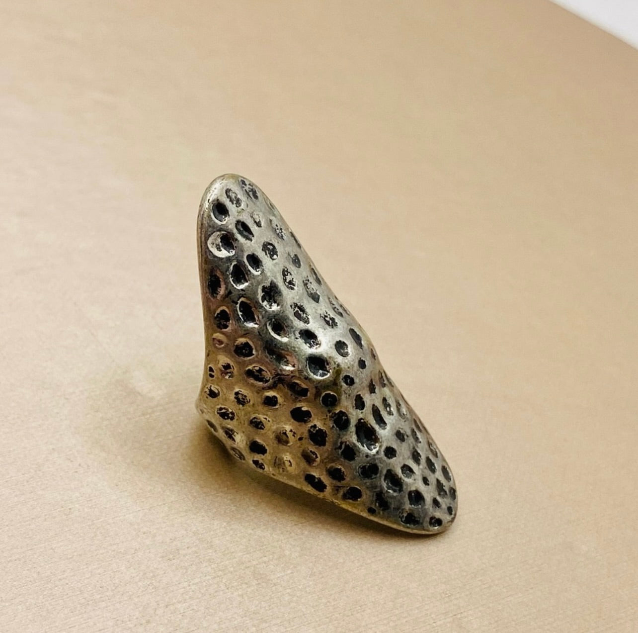 Vintage Handmade Texture Silver Long Armor Boho Statement Ring