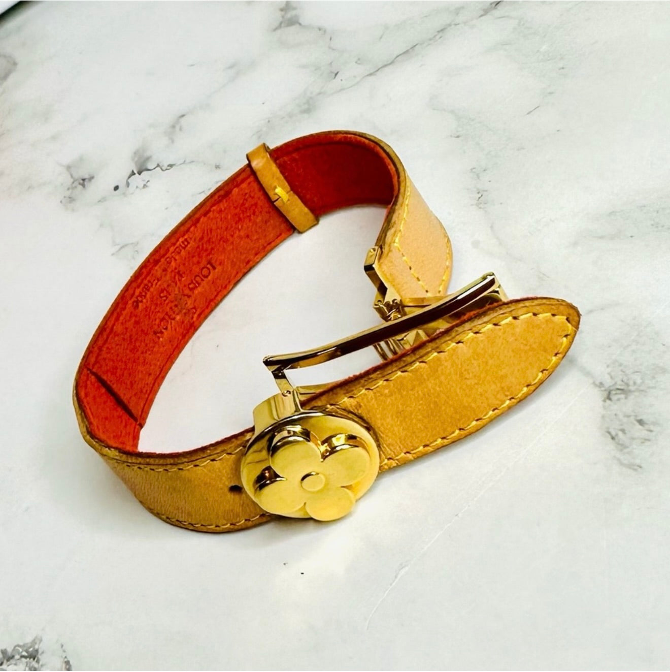 EUC Louis Vuitton Vachetta Leather Monogram Millennium Wish Bracelet