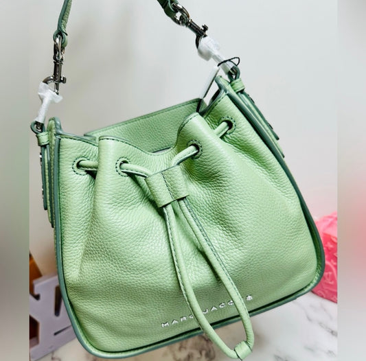 New Marc Jacobs Mint Green Leather Mini Bucket Bag