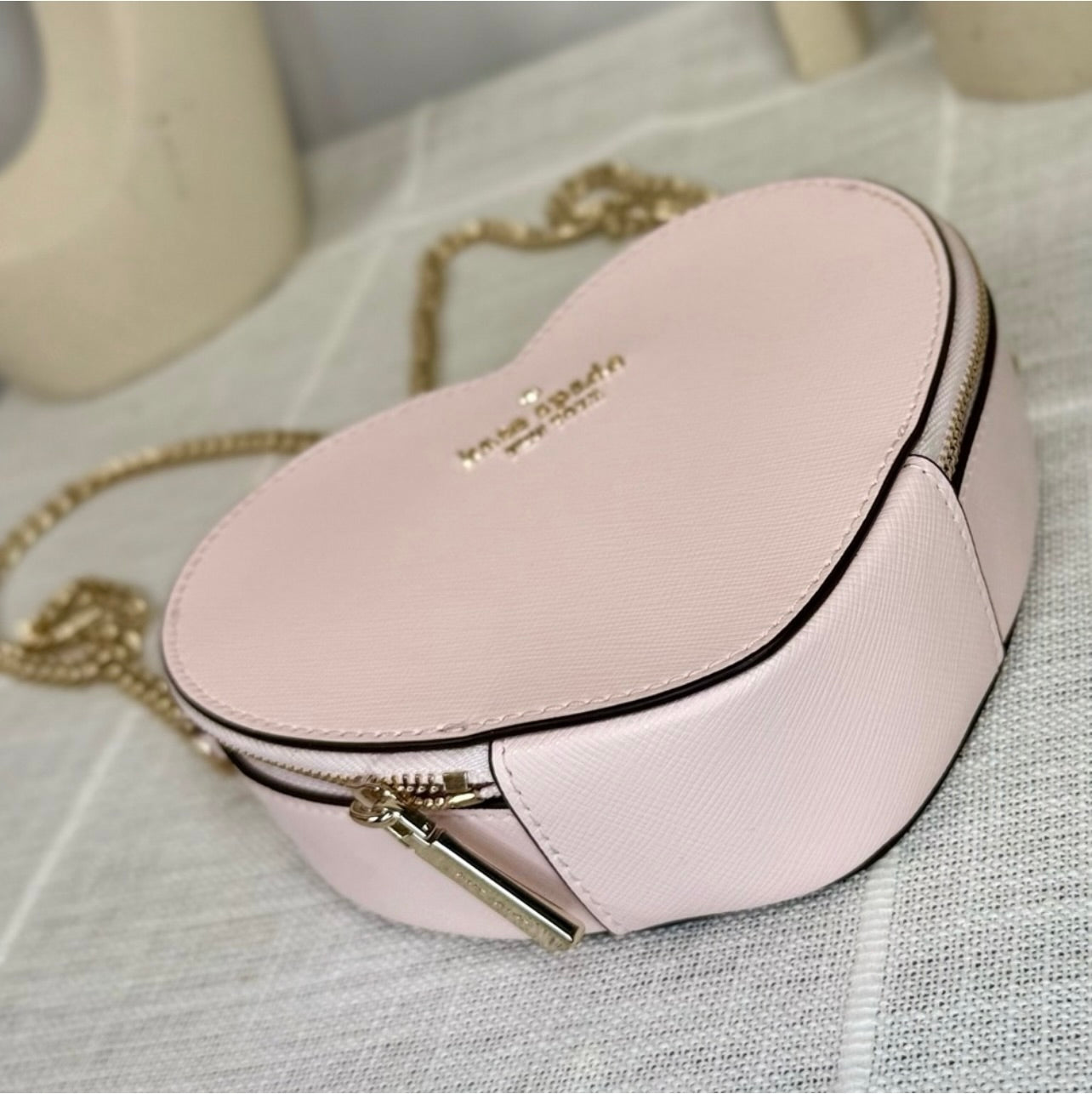 New KATE SPADE Light Rose Love Shack Mini Heart Crossbody Purse