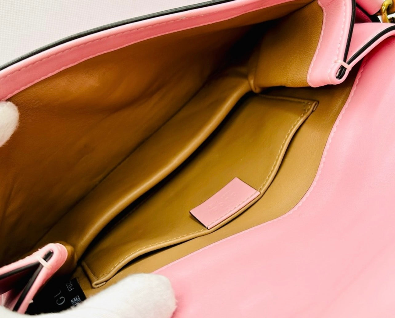 Gucci Sugar Pink Leather Mini Pearl Studded Queen Margaret Broadway Shoulder Bag