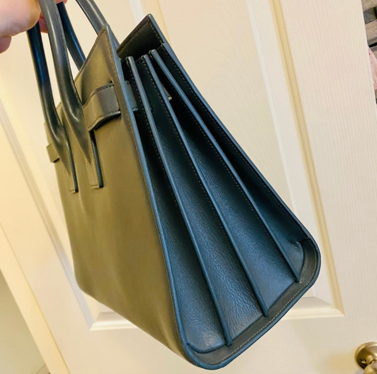 YSL Saint Laurent Sac de Jour Blue/Gray Leather Bag