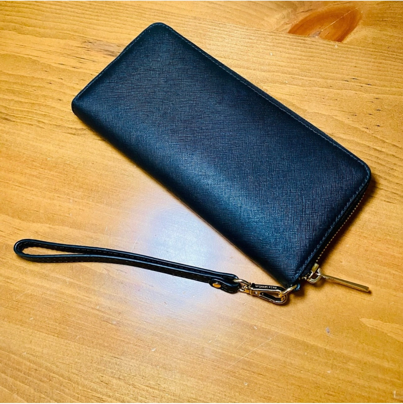 Michael Kors Black Saffiano Leather Continental Wristlet