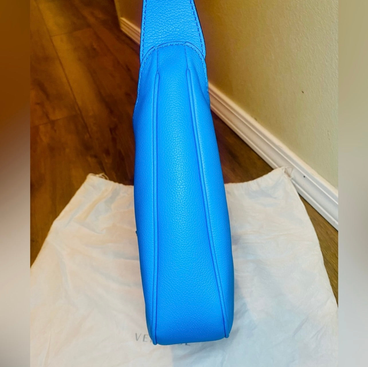 New VERSACE La Medusa Blue Leather Medium Hobo Convertible Strap Bag
