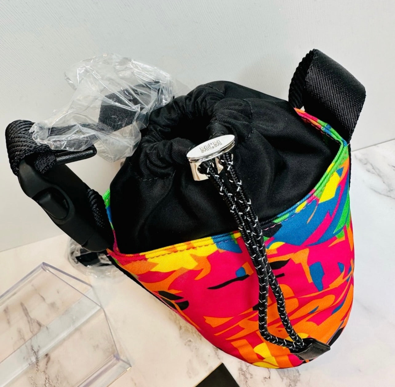 New Unisex MCM Cubic Camouflage Multicolor Nylon Ottomar Bottle Holder Bag