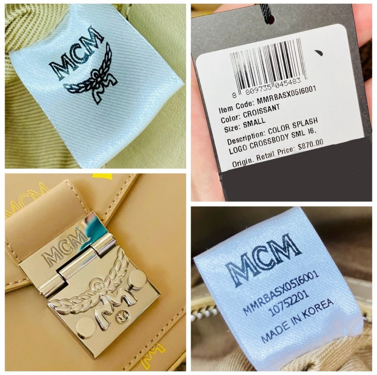 New MCM Millie Croissant Yellow Small Color Splash Logo Leather Crossbody Bag