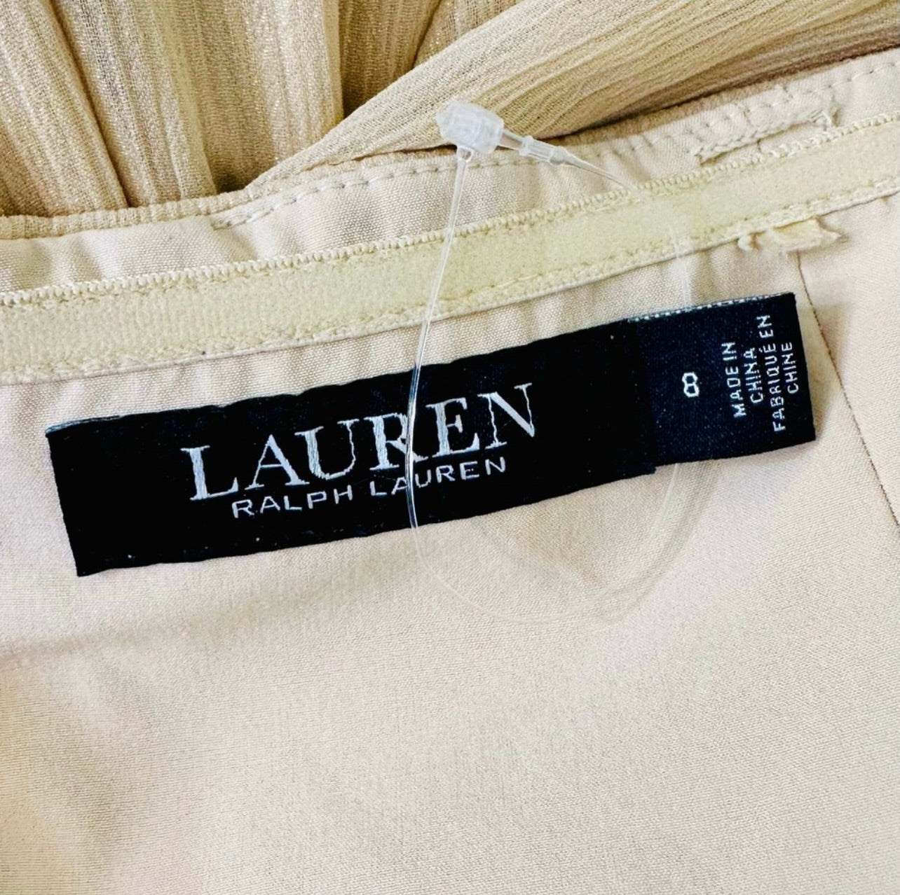 New LAUREN RALPH LAUREN Gold Shimmer Strapless Evening Dress Gown